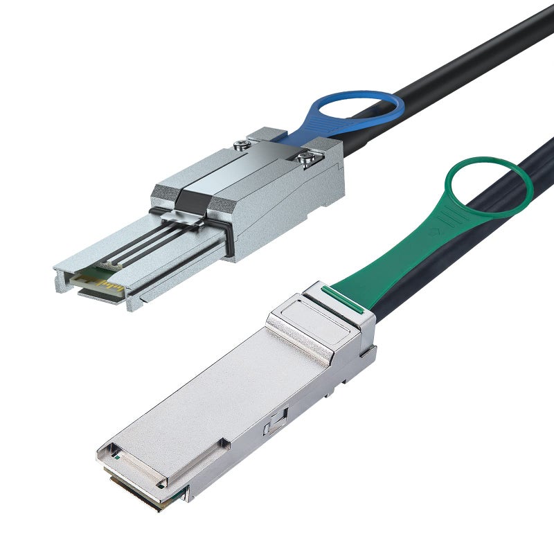 ipolex QSFP(SFF-8436) to MiniSAS SFF-8088 DDR Hybrid SAS Cable for Netapp, Passive, Up to 10 Gbps, 100-Ohm, 1-m(3.3ft) - Image 1